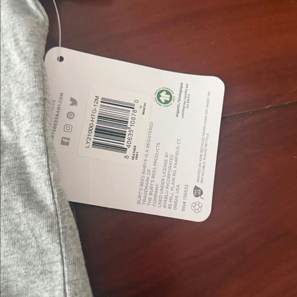 Burts Bees Baby soft gray
